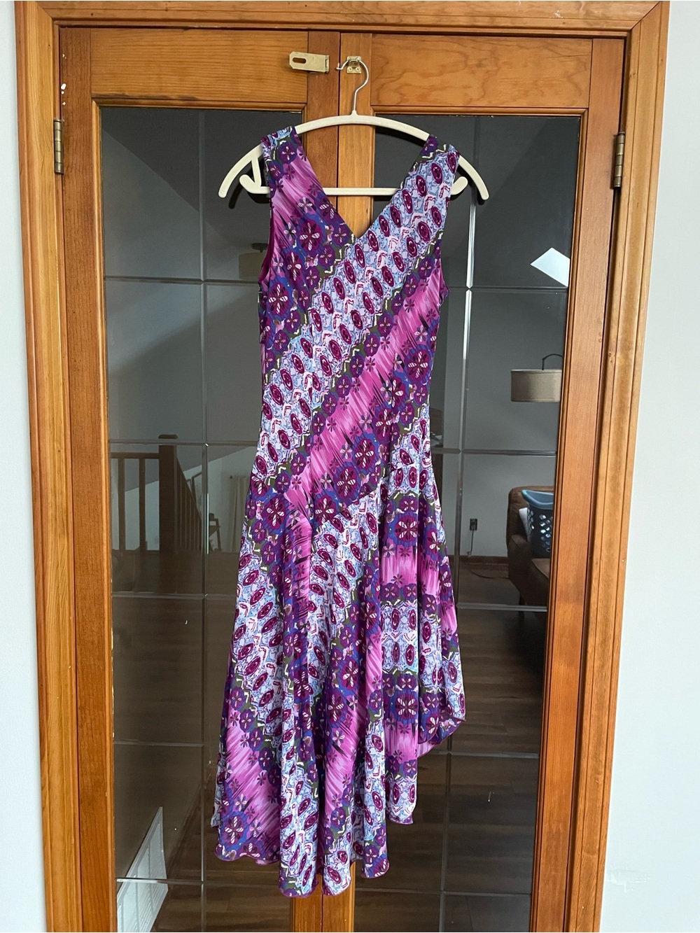 Rabbit Rabbit Rabbit Purple Patterned Asymmetrical V-Neck Dress - Picture 4 of 4